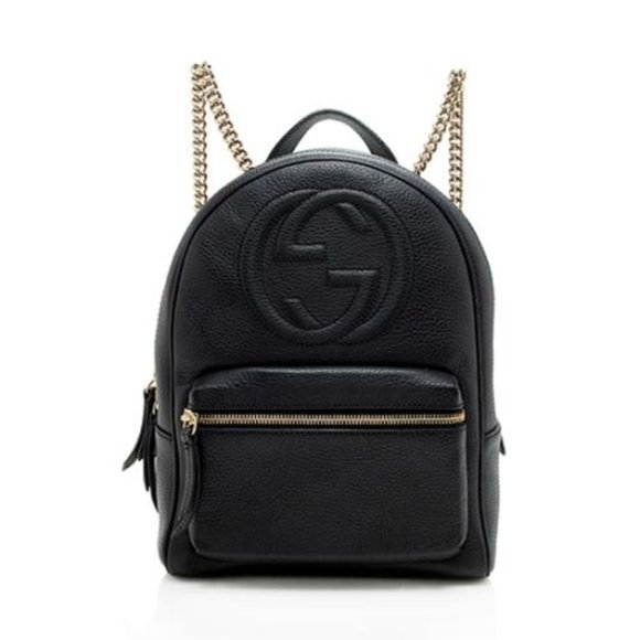 Gucci Handbags - Gucci Black Leather Soho Chain Strap Backpack